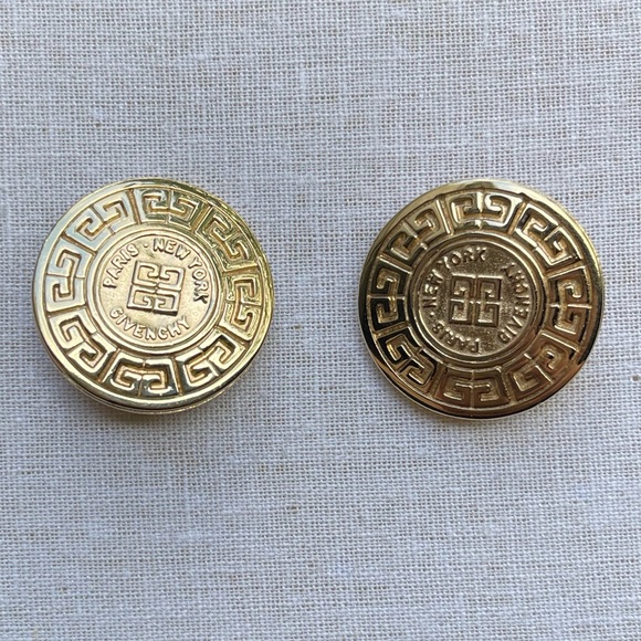 GIVENCHY VINTAGE 1980s GOLD MEDALLION EARRINGS